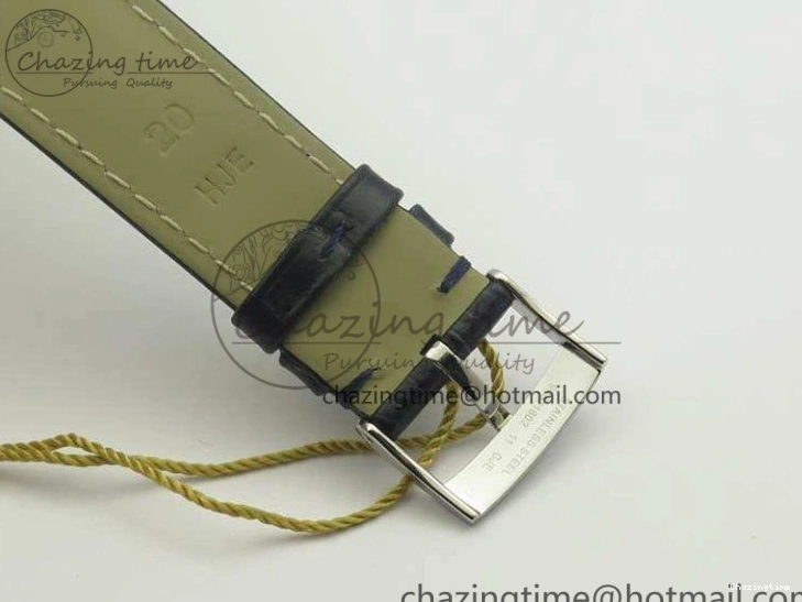 0218 Fashionable De Ville Prestige Real Power Reserve SS TW 1:1 Best Edition White Dial Blue Markers On Leather Strap A 8094